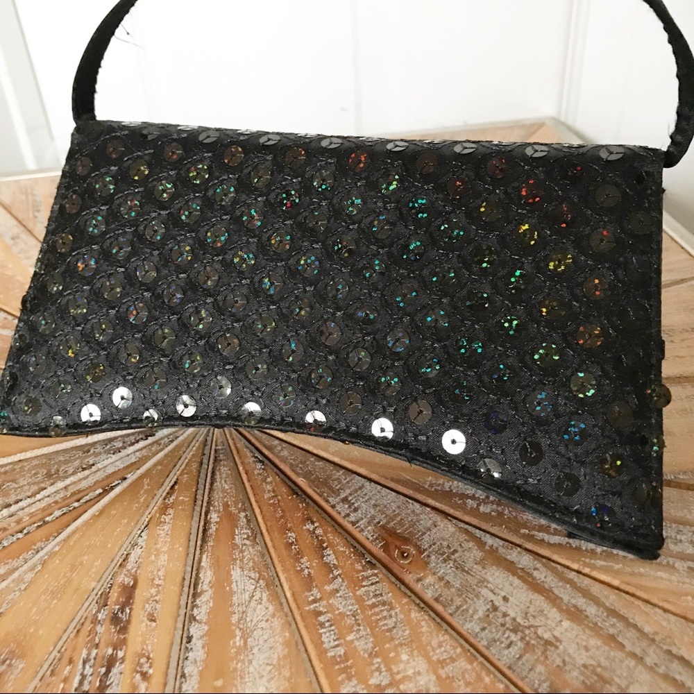 Used Mini Bag in Black with Multicolored Sequins
